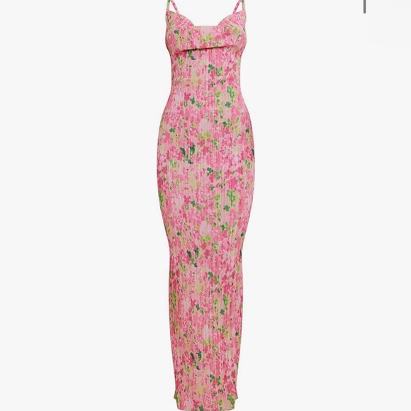 Jelly Brynn Cowl Neck Printed Plisse Maxi - Picture 4 of 4